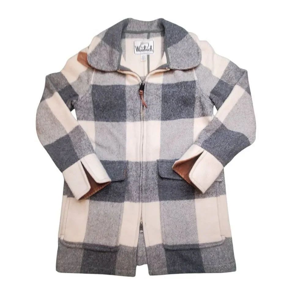 Woolrich Vintage Style Women's Giant Buffalo Plaid Wool Blend Coat Barn Jacket I
